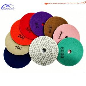 HuangChang 8개입 100mm 연마 패드 # 50- 6000 습식 다이아몬드 화강암 대리석 인조석 플레이트