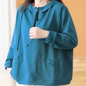 여친 풀오버 솔리드 긴팔 반집업 아이템 후드 티 포켓 트렌디 HT1