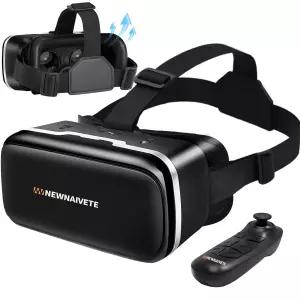 Newnaivete VR 헤드셋 아이폰 및 안드로이드 호환 VR 세트 4.7-6.53인치 리모컨 3D 가상 현실 고글 안경 게