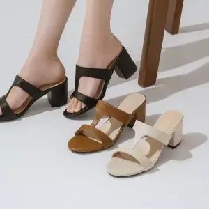 [소보제화]케이트 소가죽 T스트랩 슬리퍼 뮬 7cm