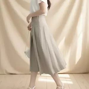 여성 하객 상견례 플리츠 롱 스판 스커트