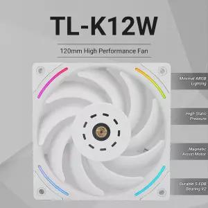 [정품] Thermalright TL-K12W 120mm CPU 쿨러 팬, 컴퓨터 케이스 냉각, 4PIN PWM 컨트롤, 2150RPM 속도, S-