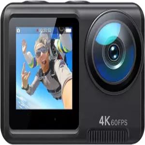 액션 카메라 4K/60FPS 듀얼 스크린 32M 방수 1350mAh 배터리 터치 브이로그 캠 수중 캠코더 탑재