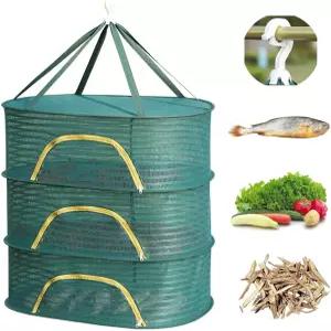 걸이식 건조망 허브 건조대 접이식 물고기 그물망 19.7 x27.6 x25.5 큰 3겹 식물 건조용 지퍼 포함 야채
