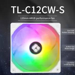 [정품] Thermalrlght TL-C12CW-S CPU 팬 120mm 화이트 ARGB 케이스 쿨러 팬, 4핀 PWM 무소음 컴퓨터 S-FDB