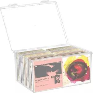 스태커블 투명 플라스틱 CD 정리함 11.9 x 8.5 보관함 뚜껑이 있는 홀더 케이스 40개 이상의 DVD용 저장