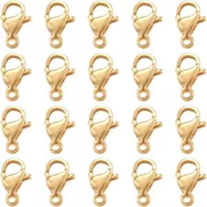 판다홀 100Pcs 304 스테인리스 스틸 랍스터 발톱 클랩스 리얼 18K 금도금 9x5x2.5mm 연마 보석 커넥터 팔찌