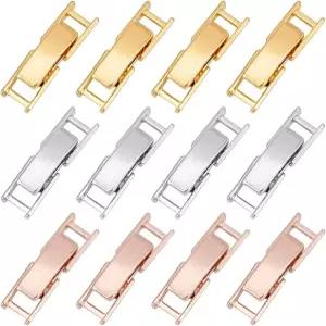PH PandaHall 12pcs 18K 금도금 팔찌 연장기 3가지 색상 목걸이 접이식 주얼리 클랩스 브레이슬릿 및 DIY