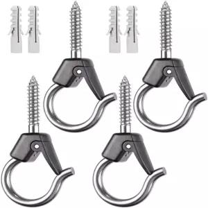 베네라벨 4Pcs 벽걸이 천장 식물 걸이 후크 야외 브래킷 와이어 요정 조명 바람 차임 새 모이통 안전 버클
