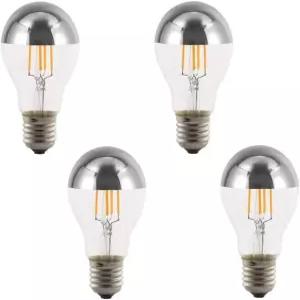 하프 크롬 전구 A60 4W 40W 등가 E27 베이스 LED 필라멘트 빈티지 에디슨 미러 실버 욕실 주방 거실용 웜