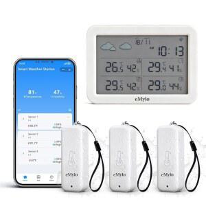 EMYLO WIFI 온도계 3개의 알림 습도계 무료 무선 실외 IP65 키트 센서 4팩