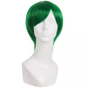 맵 오브 뷰티 10인치/25cm 사이드 뱅 고온 섬유 패션 남성용 쇼트 스트레이트 가발 (풀색 녹색)