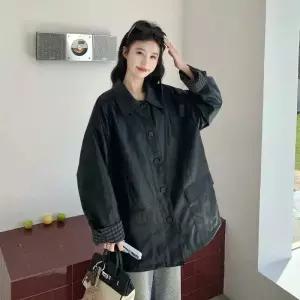검정 상의 체크 가죽 앤티크코트 봄가을 여성패션 자켓 칼라 DL1