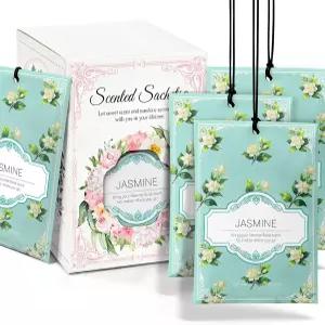 서랍 및 옷장용 야순츠 재스민 주머니 - 12팩의 오래 지속되는 냄새 제거제 봉투 보관 자동차 가정용 천연