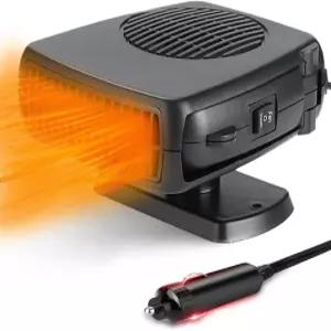 휴대용 12V 차량용 히터 및 디프로스터 - 200W 플러그인 360 조정ab 윈드실드 디포거 2-in-1 난방 냉방 팬