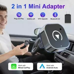 2026 최신 무선 CarPlay 어댑터 2-in-1 유선에서 변환하는 동글 애플 안드로이드용 플러그 앤 플레이 범용