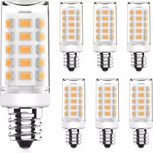 YUIIP 디머블 E12 LED 전구 4W 등가 40W 할로겐 3000K 따뜻한 흰색 AC120V C7 C12 캔델라브라 베이스 천장