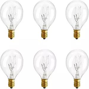고주인 25와트 왁스 워머 전구 풀 사이즈 향이 나는 120V/E12 타입 G 캔들 투명 디머블 따뜻한 흰색 6팩