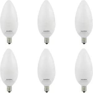 Sunlite LED B11 장식 샹들리에 전구 7와트(60W=) 500루멘 120볼트 디밍 가능 E12 베이스 90 CRI ETL 목록