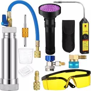 R1234yf R134a R410a Ac 오일 UV 염료 인젝터 키트 냉매 누출 감지 도구 로우사이드 퀵 커플러 미니 분할
