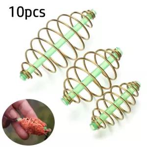 10Pcs 33/45/55mm 낚시 미끼 케이지 봄 유혹 인라인 교수형 태클 스테인레스 스틸 피더 트랩 바구니 홀더
