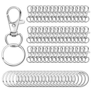 열쇠 고리가있는 100PCS 키 체인 후크 금속 회전 랍스터 클로 걸쇠 클립 매는 밧줄 보석 만들기 공예