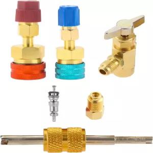Mtsooning R1234yf 어댑터 키트 셀프 씰링 캔 탭 및 R134a 퀵 커플러 에어컨 냉매 HVAC 충전을 위한