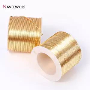 금 도금 구리 와이어 비딩 DIY 쥬얼리 제작 액세서리용 코드 18K 0.2mm 로트 당 5 미터