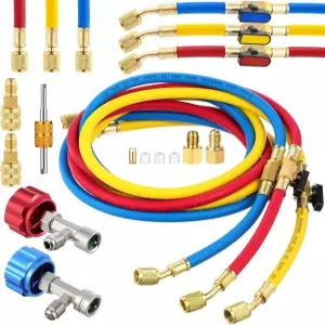 R1234YF/R134A 자가 밀봉 캔이 장착된 Inconee 12개 5FT AC 매니폴드 게이지 호스 R134A R410A 미니 분할