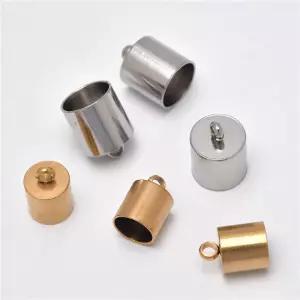 스테인레스 스틸 코드 엔드 캡 가죽 태슬 패스너 걸쇠 루프 포함 DIY 쥬얼리 제작 2-10mm 10 개