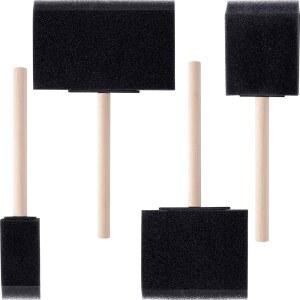 PNDEYO 4PCS 4사이즈 페인트 브러시 나무 손잡이가 있는 스펀지 얼룩 바니시 DIY 공예 프로젝트용 블랙