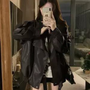 여친 빈티지 가을 트렌디 아이템 재킷 가죽 브라운긴팔 코트 슬림핏 상의 HT3