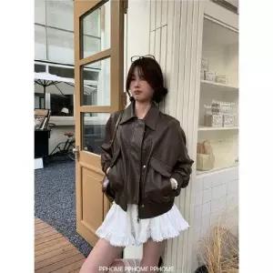 여사친 검정 빈티지 올가을 가죽 자켓 PU 상의 코트 재킷 스위트 트렌디 아이템 쿨 긴팔 HT3