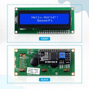 GEEKPI 2팩 파이 캐릭터 사물인터넷 팅커 라즈베리 블루 BPI 아두이노 1602 메이커 프로젝트 DIY 16X2 I2C 전기 보드 LCD 디스플레이 백라이트 STM32 IOT 모듈 나노파이 직렬