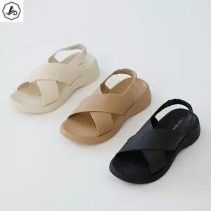 [애슬릿] 통굽 샌들 키높이 엑스 스트랩 뒷밴딩 발편한 여름 4cm