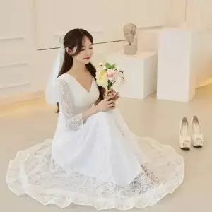 TBZ 교복몰 웨딩드레스 A라인 시스루 레이스 졸업사진