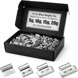 타투오 휠 무게 타이어 클립 키트 밸런스용 5g 10g 15g 20g 언 각 스타일별 25팩 박스당 총 100개