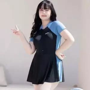 여성 원피스 수영복 여성 반팔 수영복 빅사이즈 래글런 휴양지 치마 보정