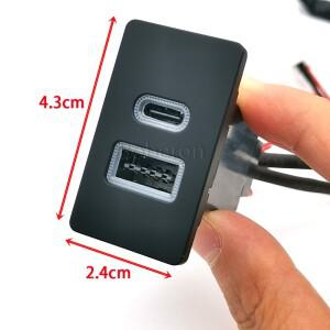 블루 LED 라이트 자동차 휴대폰 충전기 USB QC3.0 타입 C PD 소켓 고속 어댑터 (도요타 코롤라 LC80 액세서