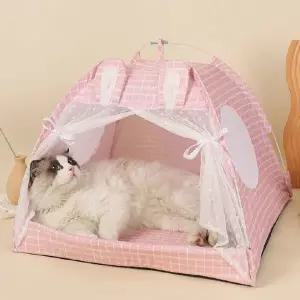 WL (이거찜) 고양이 숨숨집 텐트형 애견하우스 쿠션포함