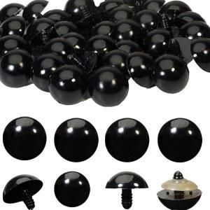 Zhbrchz 80pcs 20mm 검은색 플라스틱 안전 안경, 아미구루미 크로셰 곰 인형 제작용 세탁기로 안경 공예