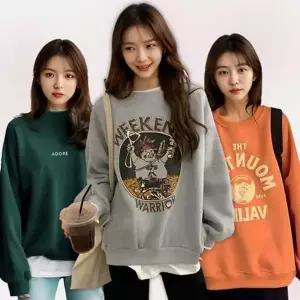 빅사이즈 여자 오버핏 후드 티 루즈핏 여자 기모 맨투맨 데일리