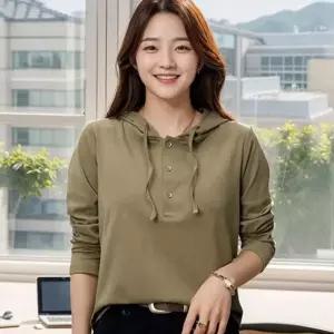 루즈핏 여자 후드 티 데일리 여성 후드 티 간절기 티셔츠