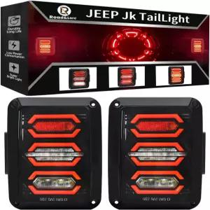 RoadandLord Wrangler JK 테일라이트 - 2007-2018 호환 LED 브레이크/후진등 주간 주행등 DRL 블랙 클리어