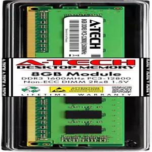 삼성 M378B1G73DB0-CK0용 A-Tech 8GB RAM 교체 DDR3 1600MHz PC3-12800 2Rx8 1.5V UDIMM 비ECC 240핀 DIMM