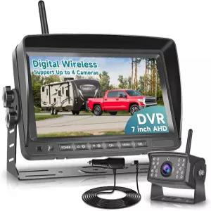 RV 무선 백업 카메라 7인치 IPS 모니터 AHD 후방 뷰 최대 4대의 DVR 이미지 플립 지원