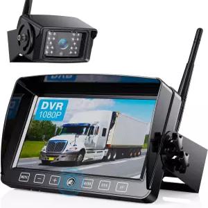 디지털 무선 백업 카메라 시스템 키트 HD 1080P 및 IP69 방수 후방 뷰 7인치 DVR 스플릿 터치 모니터