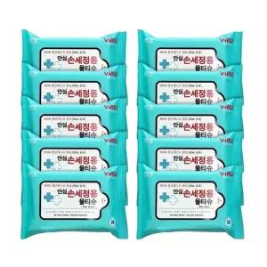 손 소독용 세정 1BOX 휴대용 에탄올 물티슈 100개 안심