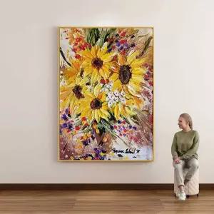 해바라기 유화 선물용 인테리어 2m 100 그림 대형