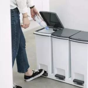 프랑코 YCM123F9 페달형 분리수거함 3단 650 x 310 x 520mm 60L